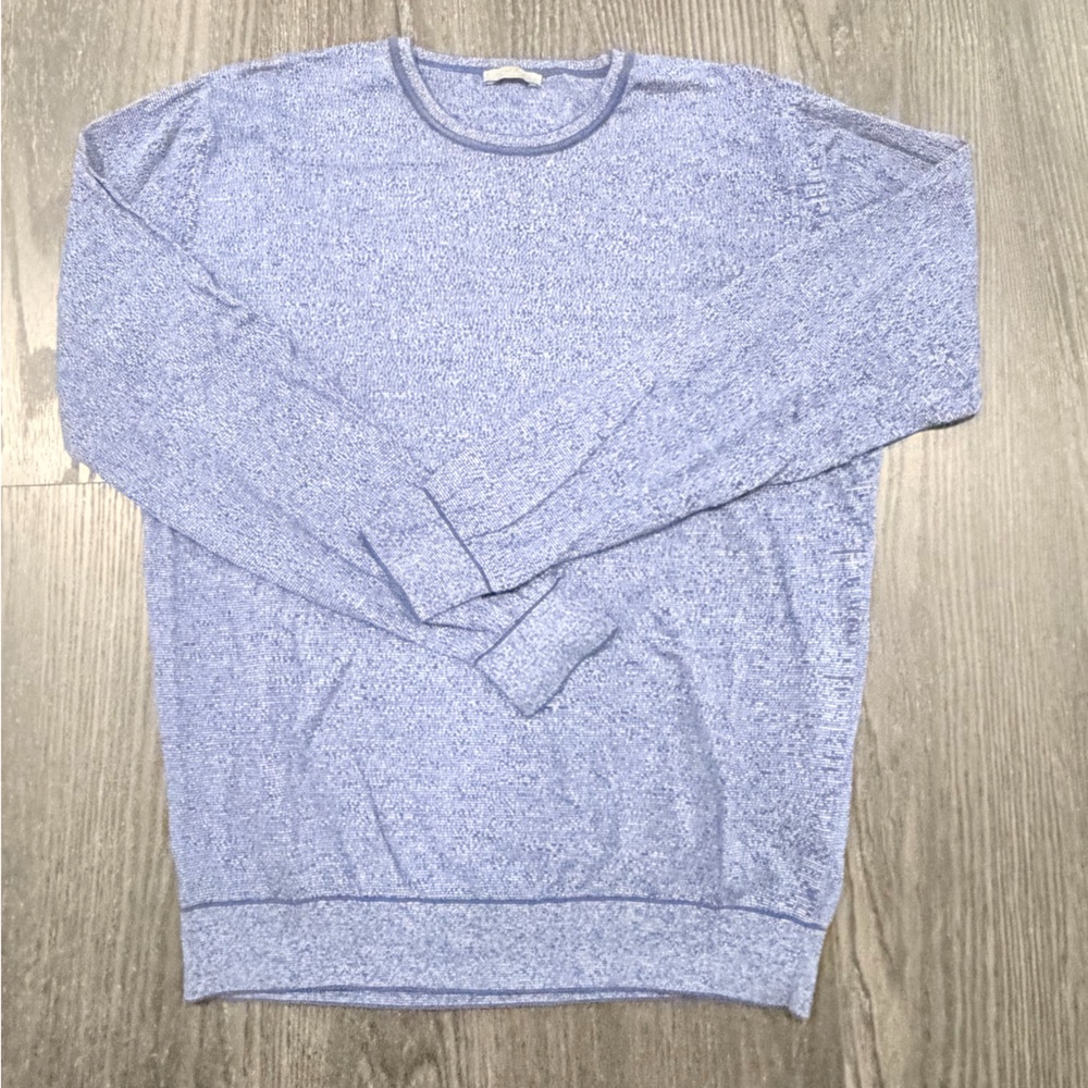Classic Blue and White Mixed Knit Crewneck Sweater